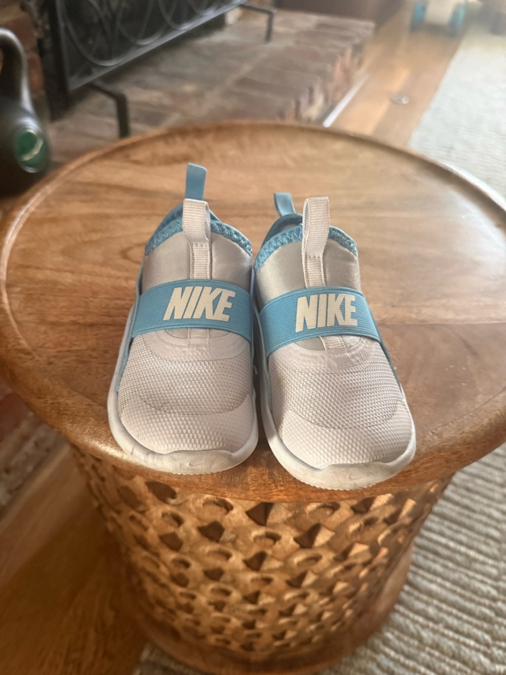 Nike Kids Slip-On Sneakers in Light Blue and White
